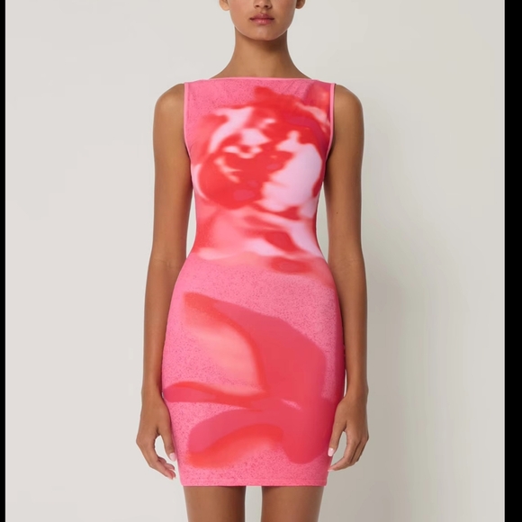 O-Neck Sleeveless Print Mini Dress Sexy Vintage Slim Outfit Party - Picture 5 of 8